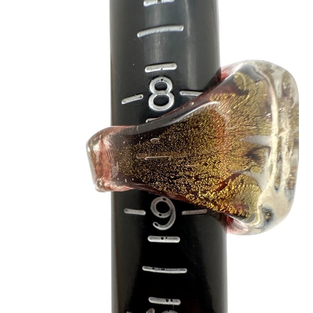 Metallic Purple Gold Swirl Glass Ring Vintage Handcrafted Y2k Preppy Bold City - Picture 7 of 8